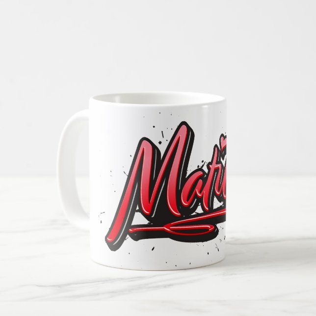 Matilde red Heart Graffiti Tasse Kaffeetasse Kaffemugg (Framsida vänster)