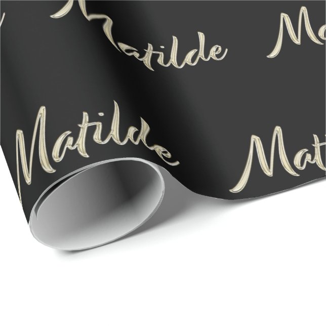 Matilde white gold Handwriting Geschenkpapier Presentpapper (Rullad Hörn)