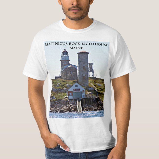 Matinicus Sten fyr, Maine Tee Shirt (Framsida)