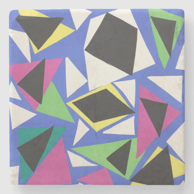 Matisse Abstrakt Geometrisk Blå Utklippskonst Stenunderlägg (Framsidan)