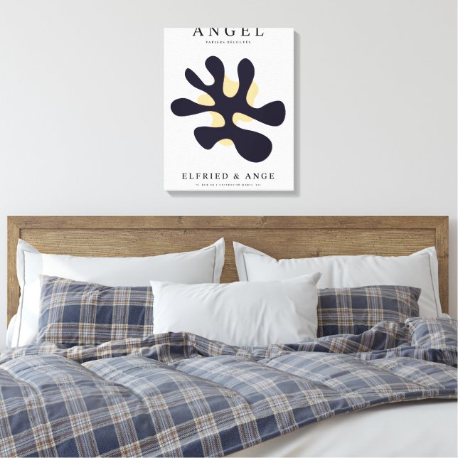 Matisse Abstrakt Organisk Form Konsttryck Marinblå Canvastryck (Insitu (sovrum))