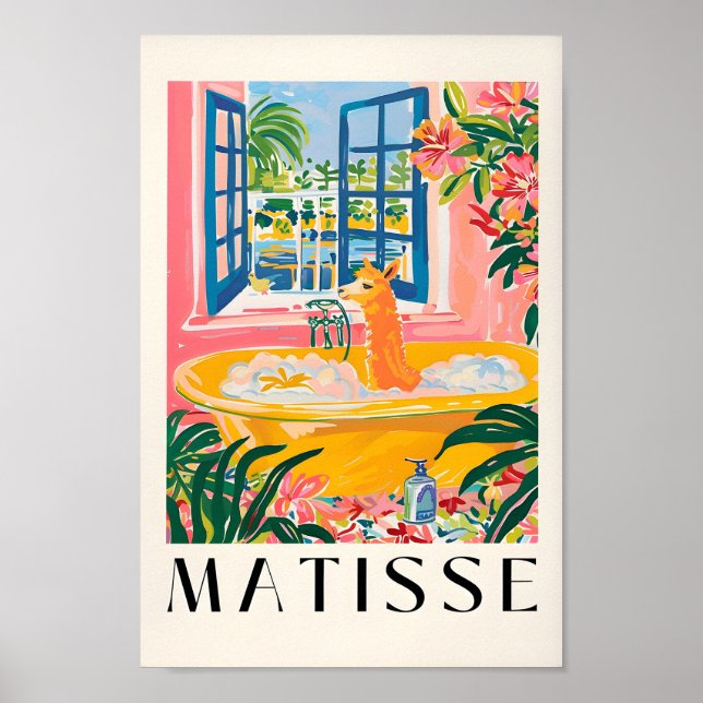 Matisse Art Print, Alpaca in Bathtub, Bathroom Dec Poster (Framsidan)