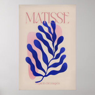 Matisse Blå Blad Abstrakt Papiers Découpés Vägg Poster