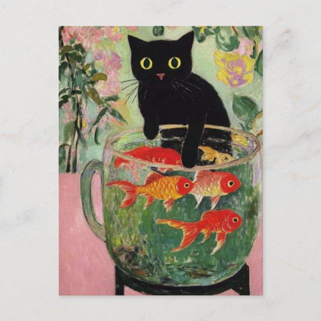 Matisse Black Cat Vintage-vykort Vykort (Framsida)