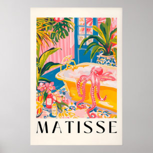 Matisse Bläckfisk Badrum Konsttryck Rosa Tropisk Poster