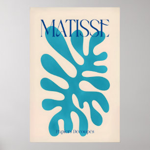 Matisse Cyan Blå Abstrakt Form Papiers Découpés Poster