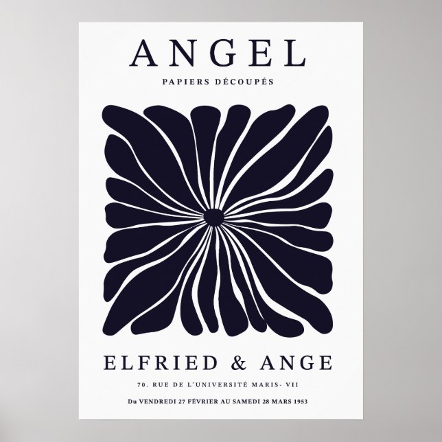 Matisse Floral Abstract Dark Navy Wall Art Print Poster (Framsidan)