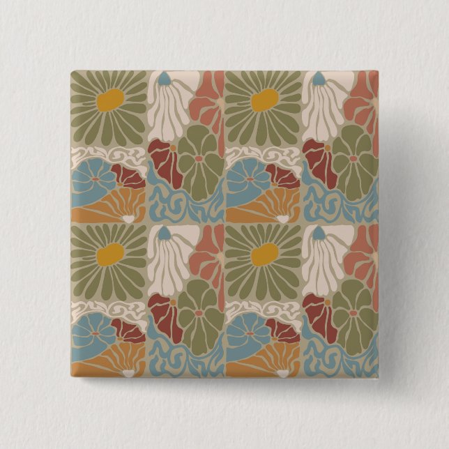 Matisse Groovy blommig  Art Nouveau 1970-tal Boho  Knapp (Framsida)