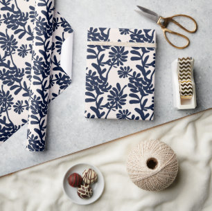 Matisse Inspired Blue Botanical Blommönster Presentpapper