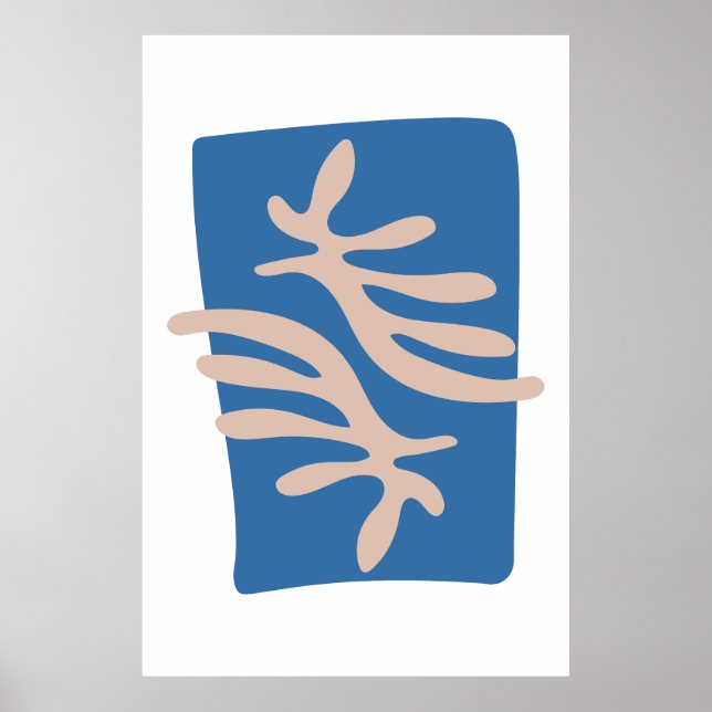 Matisse Inspired Blue Coral Löv Cutout Poster (Framsidan)