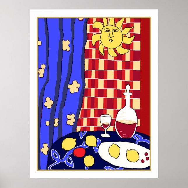 Matisse Inspired Blue Hello Life Vin Lemons Poster (Framsidan)