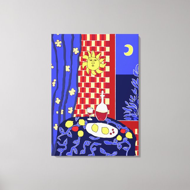 Matisse Inspired Blue Night Life Vin Canvastryck (Framsida)
