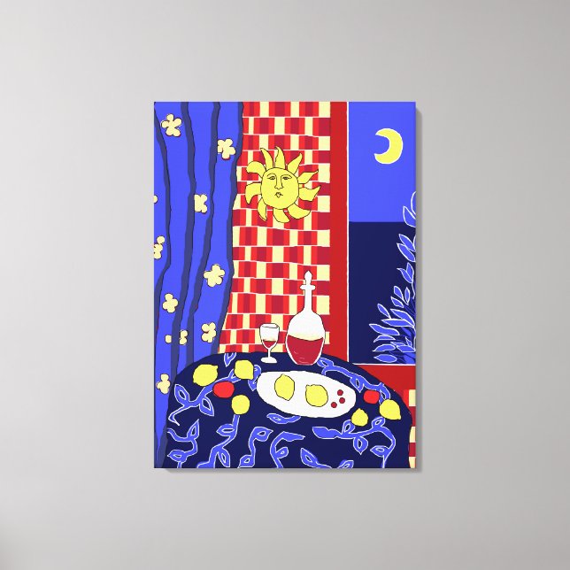Matisse Inspired Blue Night Life Vin Canvastryck (Framsida)