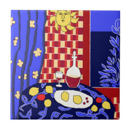 Matisse Inspired Blue Night Life Vin Lemons Kakelplatta