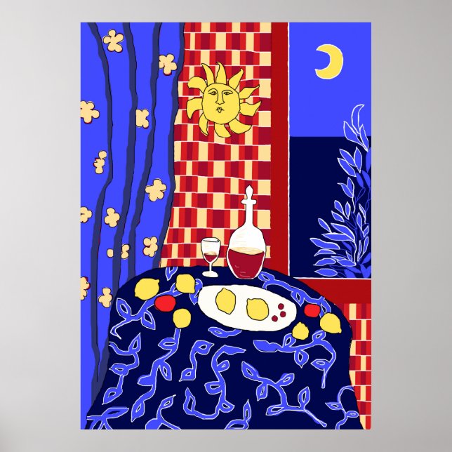 Matisse Inspired Blue Night Life Vin Poster (Framsidan)