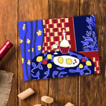 Matisse Inspired Blue stilla Life Red Vin Lemons
