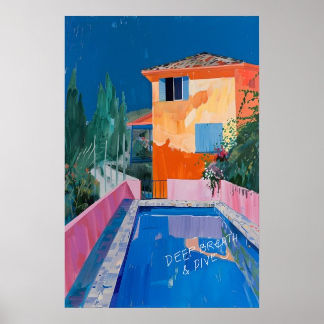 Matisse Inspired Mediterranean Pool Art Print Bold Poster (Framsidan)