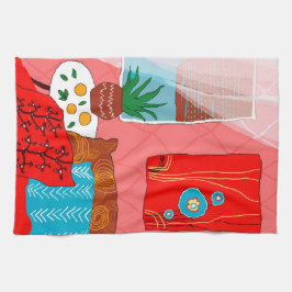 Matisse Inspired Red Room med Pillows Aloe Orange Kökshandduk