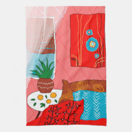 Matisse Inspired Red Room med Pillows Aloe Orange Kökshandduk