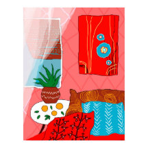 Matisse Inspired Red Room med Pillows Aloe Orange