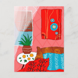 Matisse Inspired Red Room med Pillows Aloe Orange Vykort