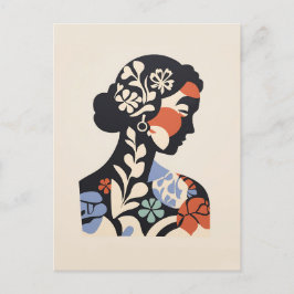 Matisse Inspired vycard - Ansikte i en kvinna Vykort