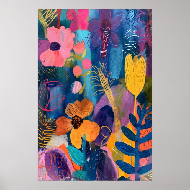 Matisse Inspirerad Blommig Konsttryck Modern Botan Poster (Framsidan)