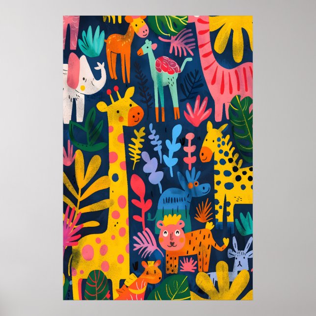 Matisse Inspirerad Djurkonsttryck för Barnkammare Poster (Framsidan)