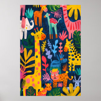 Matisse Inspirerad Djurkonsttryck för Barnkammare Poster