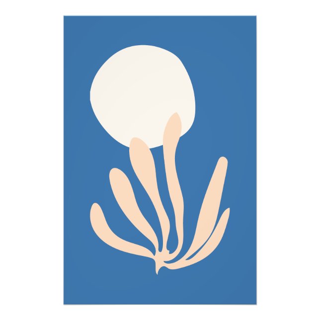 Matisse inspirerad Peach och Blue Löv Cutout Fototryck (Framsidan)