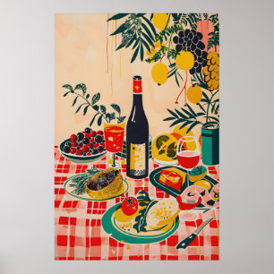 Matisse Inspirerad Röd Rutig Mattryck för Poster