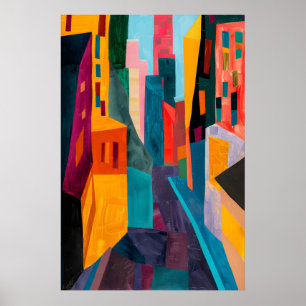 Matisse-inspirerad stadslandskaps konsttryck Färgr Poster