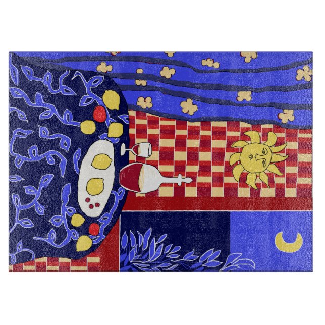 Matisse-inspirerad stilleben med blå natt, vin och (Framsidan)
