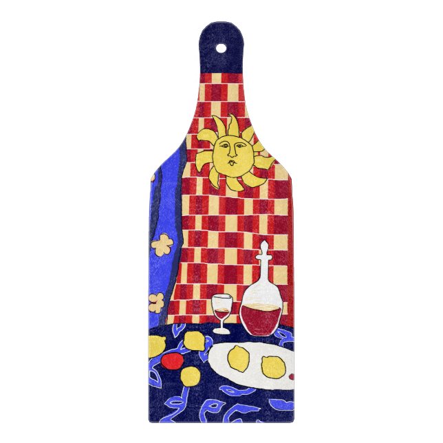 Matisse-inspirerad stilleben natt blå vin citroner (Framsidan)