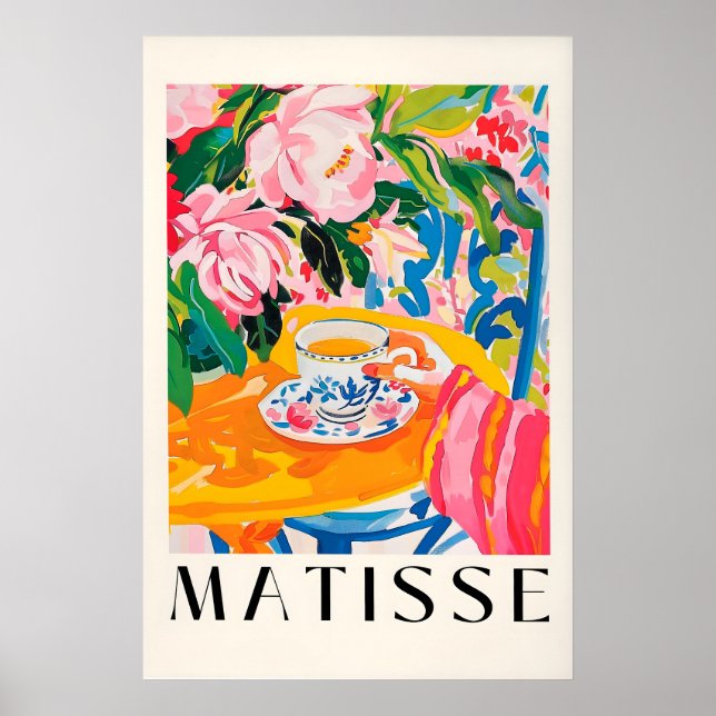 Matisse Inspirerad Tekoppskonsttryck Mid-Century Poster (Framsidan)