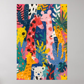 Matisse Inspirerade Djur i Djungeln Konsttryck Bar Poster