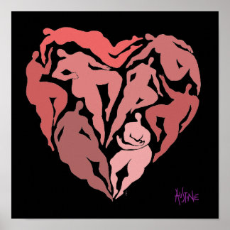 Matisse inspirerade figurer i hjärtform poster