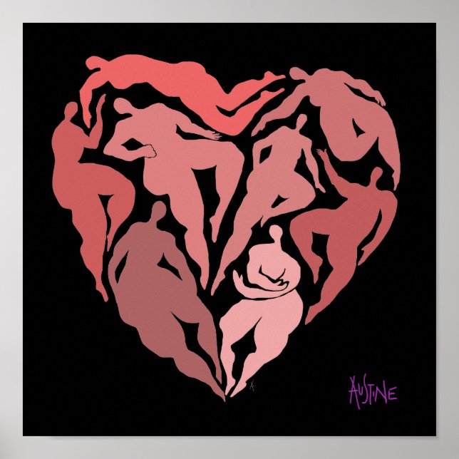 Matisse inspirerade figurer i hjärtform poster (Framsidan)