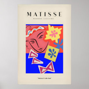Matisse konsttryck - Abstrakt ansikte med blommor Poster