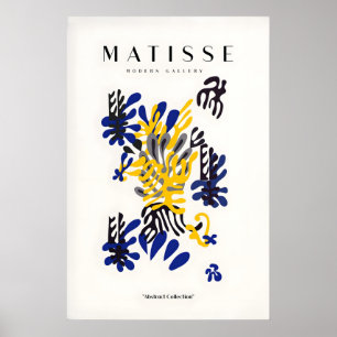 Matisse konsttryck - Abstrakt blommig blå gul Poster