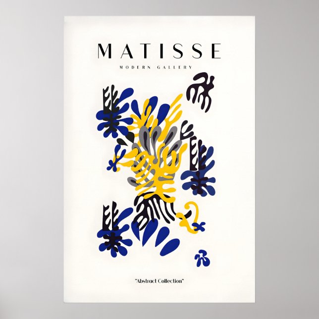 Matisse konsttryck - Abstrakt blommig blå gul Poster (Framsidan)