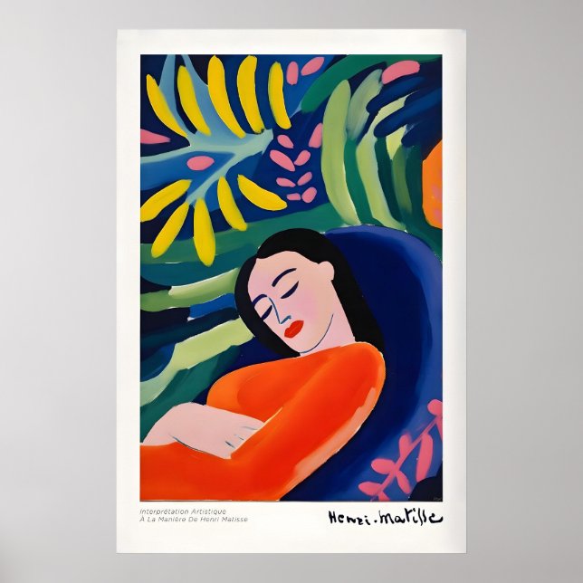 Matisse konsttryck - Abstrakt kvinna i lövverk Poster (Framsidan)