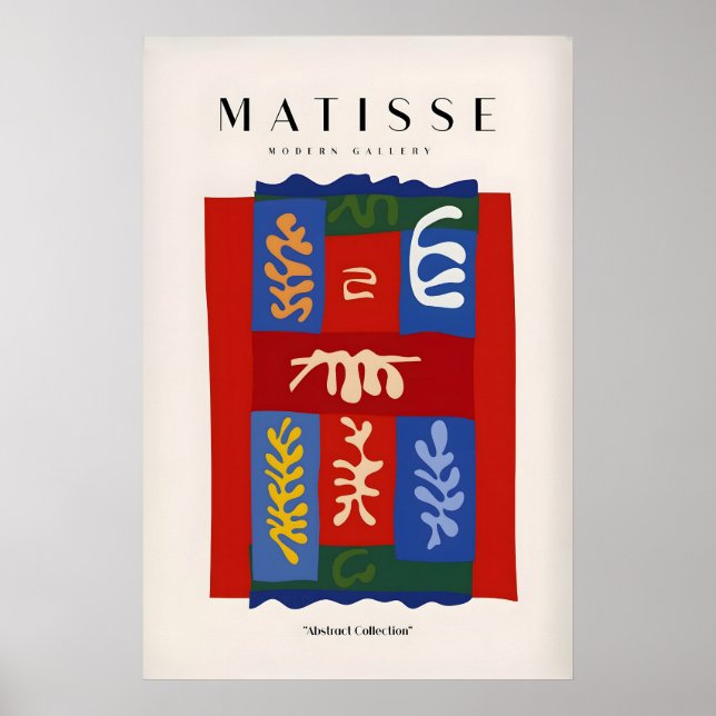 Matisse konsttryck - Blå abstrakt figur Gul Poster (Framsidan)