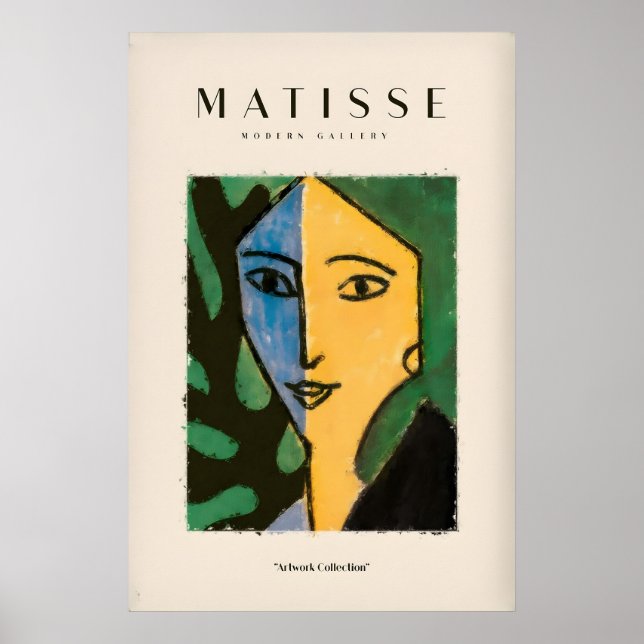 Matisse konsttryck - delat ansikte blå gult poster (Framsidan)