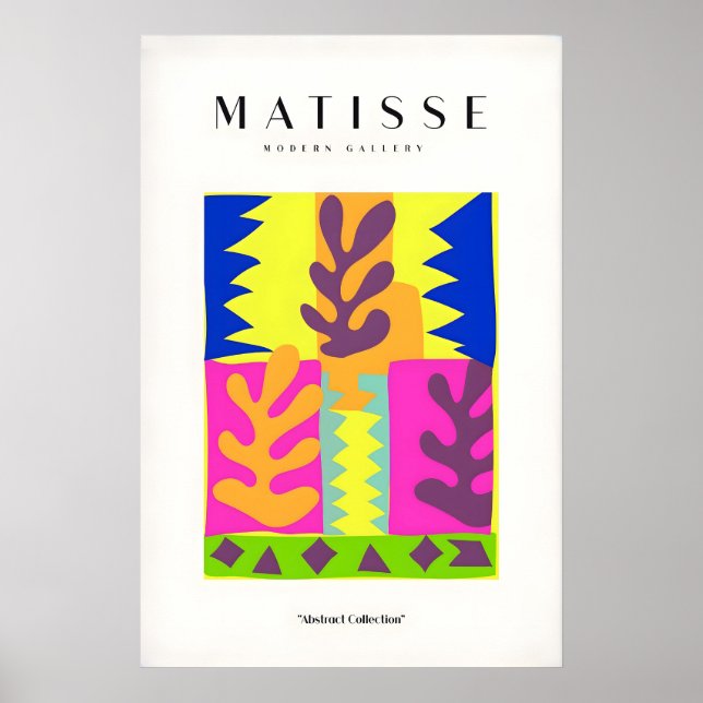 Matisse konsttryck - Färgglada abstrakta blad Poster (Framsidan)