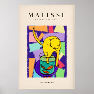 Matisse konsttryck - Gul katt med fiskskål Poster