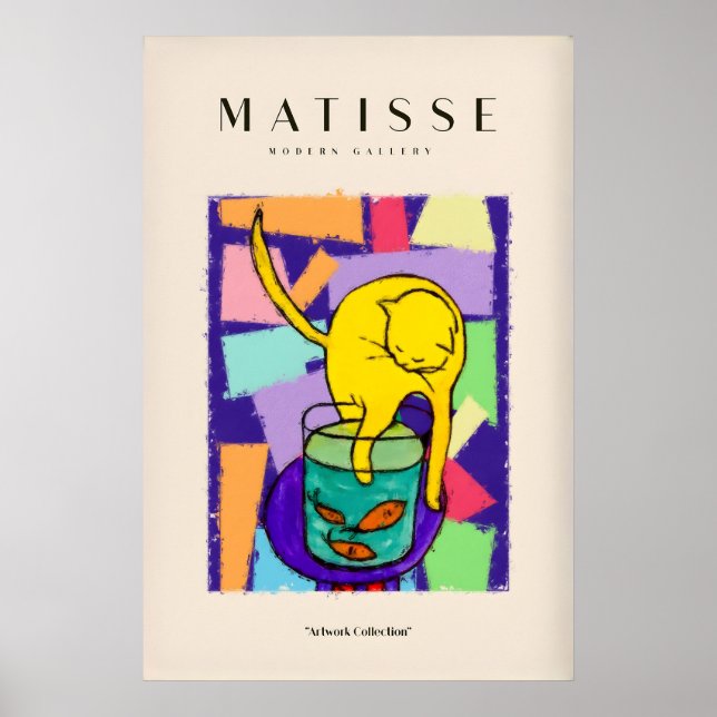 Matisse konsttryck - Gul katt med fiskskål Poster (Framsidan)