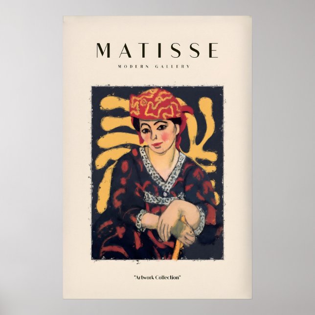 Matisse konsttryck - Kvinna i mönstrad klänning me Poster (Framsidan)
