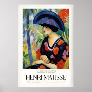 Matisse konsttryck - Kvinna med blå hatt trädgård Poster