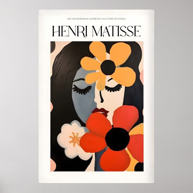Matisse konsttryck - Kvinna med blommor Abstrakt Poster (Framsidan)